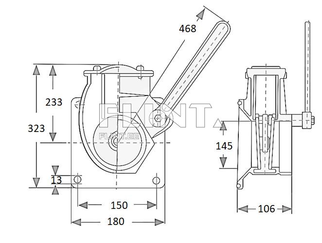 Kraan 6" MZ (flantsiga 150x150mm)