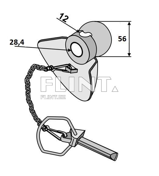 Toode on metallist, koosneb ümarast peast, millel on keskauk. Peast väljub kolmnurkne alus, mille külge on kinnitatud ketike. Aluse all on konks, mis on valmistatud metallist ja millel on sirge varras.