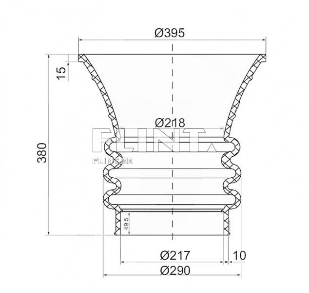Kummist lehter 8" 220mm (must) PREMIUM