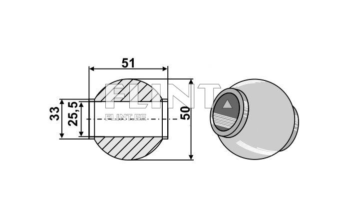 Kuulhülss ülemine Cat.2 (25,5x50mm)