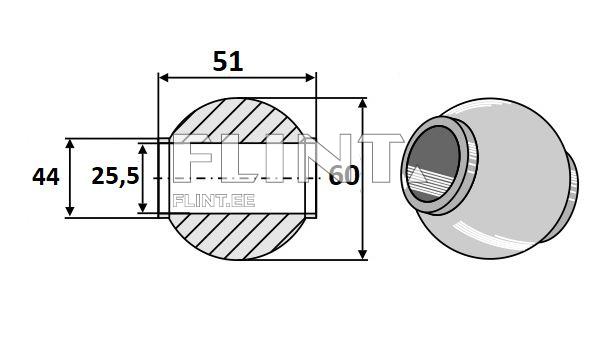 Kuulhülss ülemine Cat.3/2 (25,5x60mm)