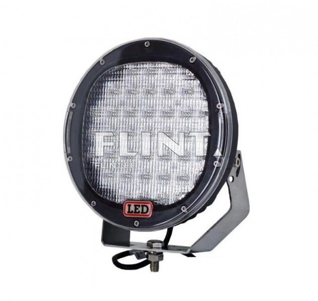 Ümmargune LED-tuli, millel on must raami ja 54 led-elemendi võrgu muster. Allservas on punane 'LED' silt, mille kõrval on kinnitustehnika.