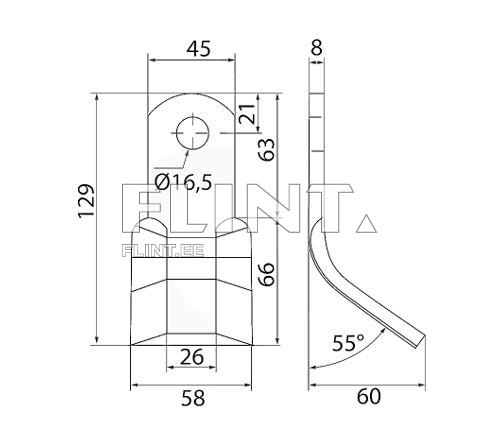 Niiduki Y-tera (129x58x8; ava 16,5mm)