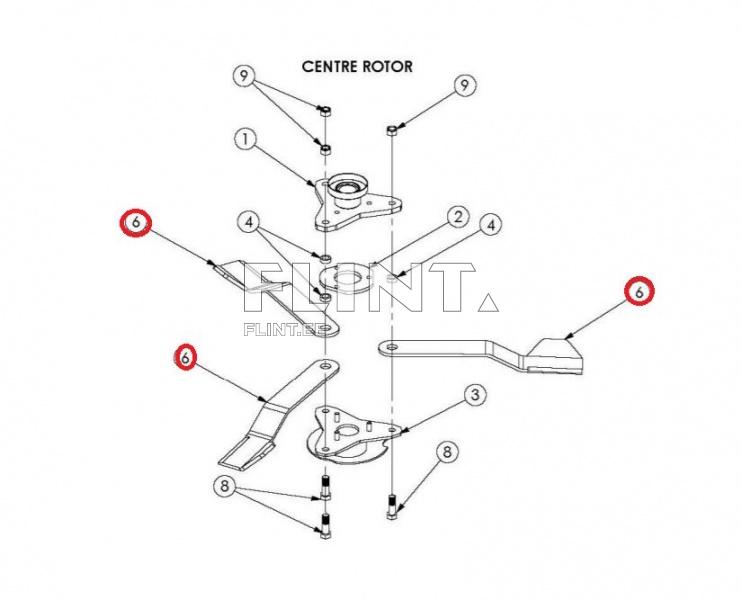 Jäätmaaniiduki tera Spearhead, McConnel 7770719 (765x100x12; ava 38mm) vasak