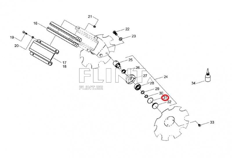 Toode koosneb erinevatest komponentidest, sealhulgas hammasratastest, tihenditest ja kuulkinnitusest, mis on paigutatud selgelt eristatavatesse ridadesse.