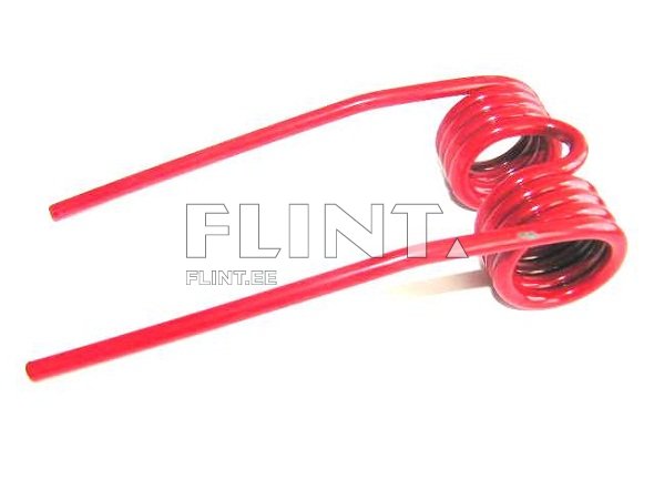 Kaks punast keerdvedru, millel on kaks pikka varrast, mis ulatuvad kahele küljele.