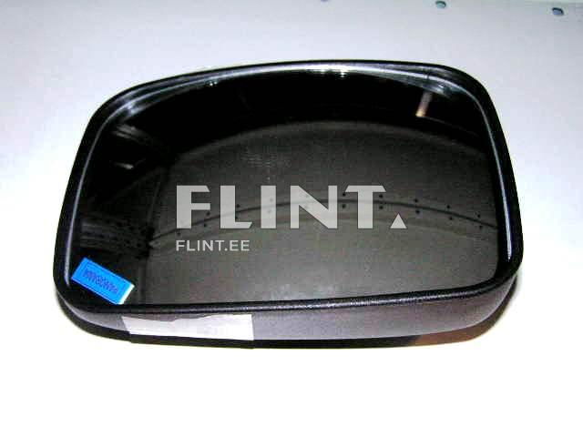 Suur, must kodune peegel, millel on tumesinine kleebis ühes servas.