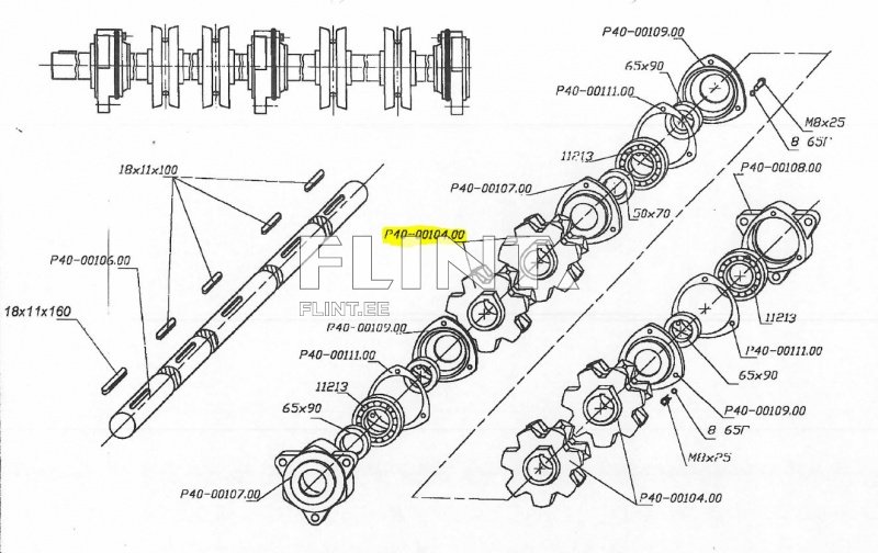 Vedav tähik PTU-17 P40-00104.00 (ava 65mm, z6)