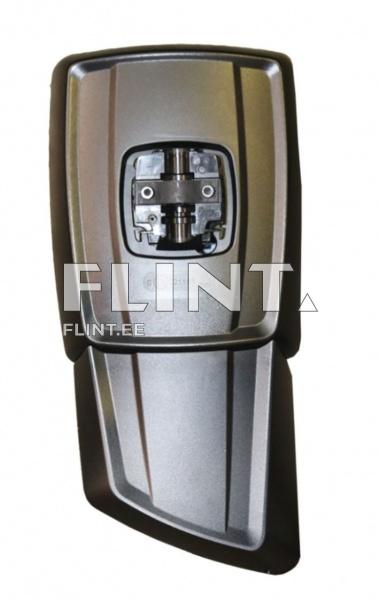 Toode on halli plastikust valmistatud, koosneb kolmest osast, sealhulgas keskel metallist mehhanism, mis on nähtav avatud osas.