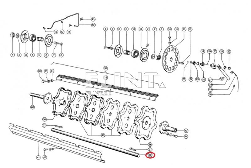 Peksutrumli võll L-1164; 45mm Claas 600414