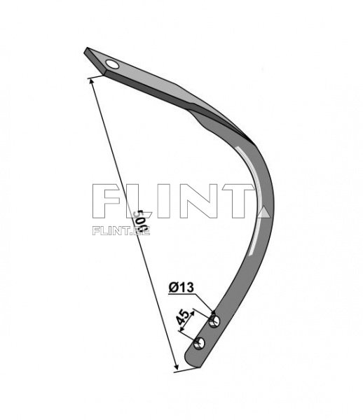 Toode on lokkis terashoidik, mille pikkus on 500 mm. Ülemine ots on sirge ja seal on üks avaus. Alumine osa on kaarjas, millel on kaks avausse sobitamiseks.