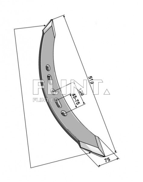 Pii ots 510x75x10mm (ava 45-75-120mm ts-ts) parem