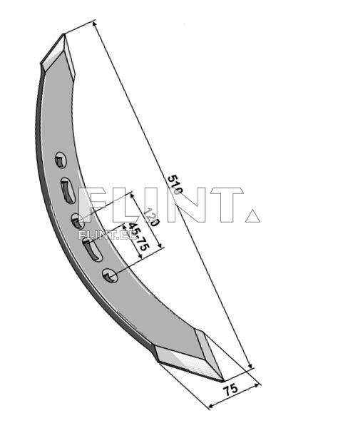Pii ots 510x75x10mm (ava 45-75-120mm ts-ts) vasak