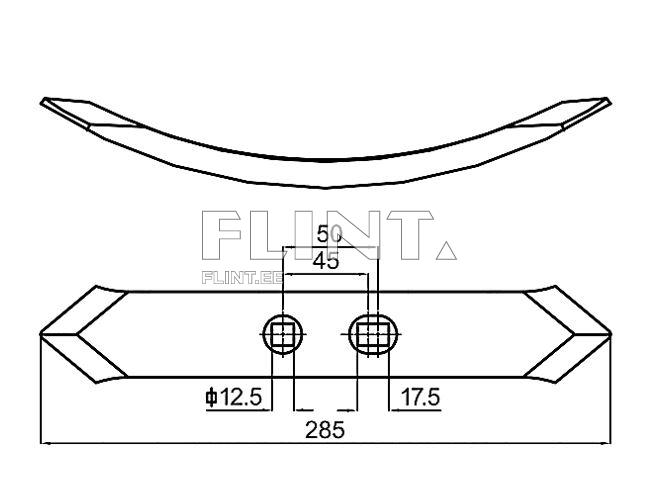 Kujund on kõver, sellel on kaks ümmargust avamist keskosas. Mõõtmed: laius 285 mm, ülemine osa on 50 mm lai ja alumine osa 45 mm. Avade läbimõõt on 12,5 mm ja 17,5 mm.