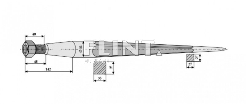Piik sirge 980mm, M28x1,5