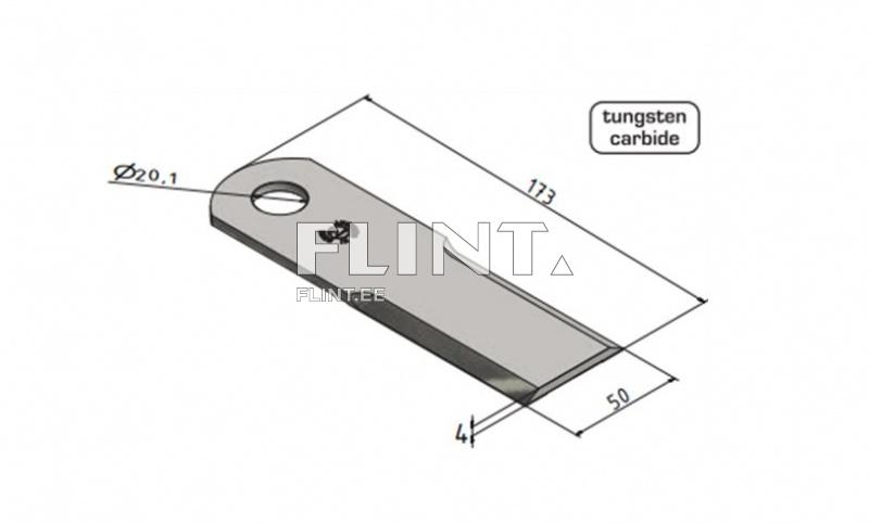 Põhupurusti tera Claas 553860 / 7368720 (173x50x4; ava 20mm) Kõvasulam