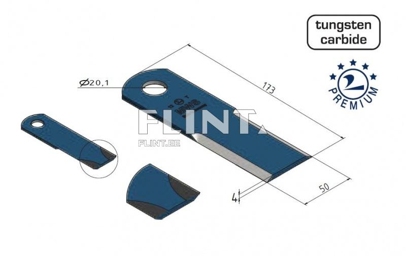 Põhupurusti tera Claas 553860 / 7368720 (173x50x4; ava 20mm) KÕVASULAM otstes