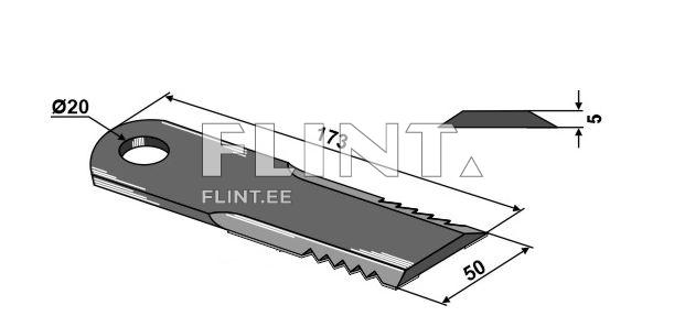Põhupurusti tera New Holland 87318316 (172x50x5; ava 20mm) hambuline