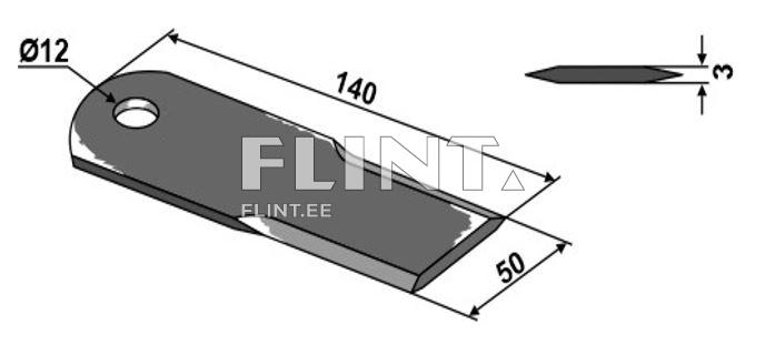 Tuumikuju, mille mõõtmed on 140 mm pikk, 50 mm lai ja 3 mm paks. Üks ots on ümar ning sellel on 12 mm läbimõõduga auk. Teine ots on terav.