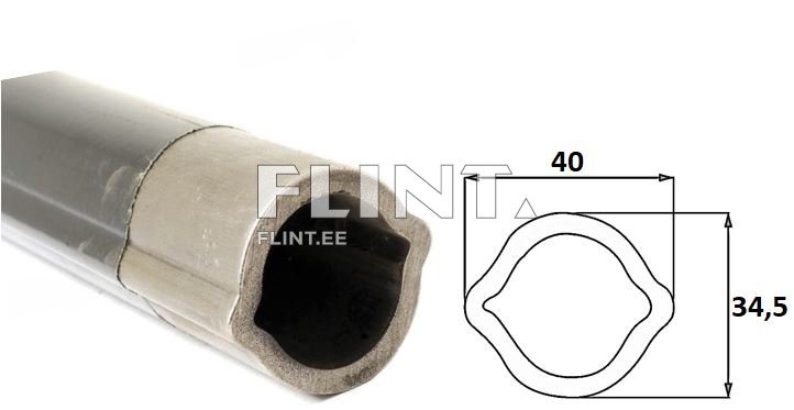 Toode on metallist toru, mille üks ots on avatud, näidates musta sisepinda. Toru on sirge ja sellel on ühtlane pinnaviimistlus, millel on erinevad lõikesuunad.