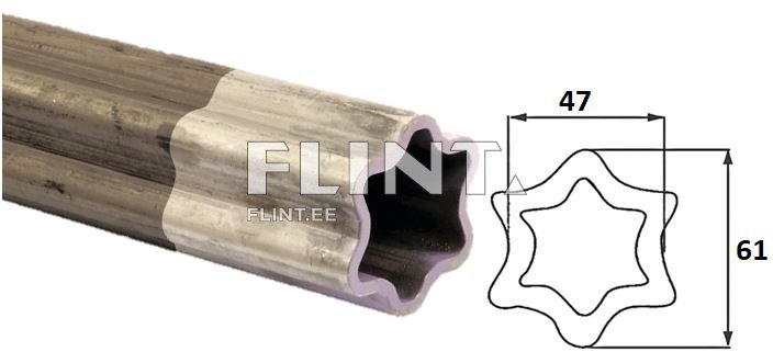 Toode on terasest toru, millel on tähekujuline ristlõige. Toru ühel küljel on selge, kokku pandud joonis, mis näitab ristlõike mõõtmeid 47 mm ja 61 mm. Toru on kaetud heledama tooniga, mis eristab selle põhistruktuurist.