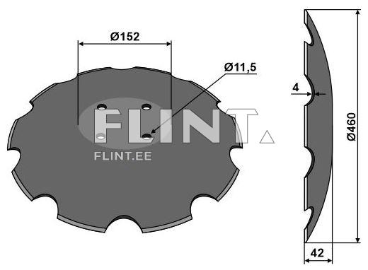 Toode on ümar plaaditaoline ese, mille läbimõõt on 152 mm. Plaadi keskosas on neli avatud auku, mis asuvad ühte joont pidi. Küljed on lainelised ja plaadi paksus on 42 mm.