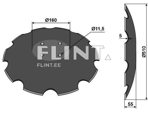 Randaali ketas 510x5mm; 78201966 (4-ava; rumm 120mm) hambuline Amazone