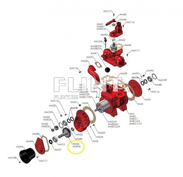 Reduktori võll + hr. z53 MEC 6500 M, MEC 8000 M
