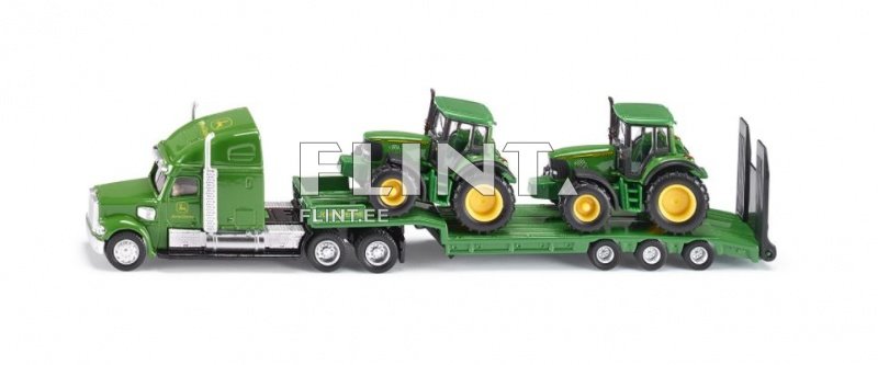 Mudelis on rohelise värvi veoauto, millel on kaks rohelist traktorit täisautode haagisel. Traktoreid toetavad kollase värviga rattad, veoauto on detailne ja hästi vormitud.