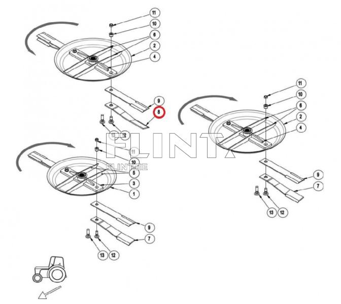 Jäätmaaniiduki tera Schulte 401-048/401-028 (710x100x12; ava 38,5mm) vasak