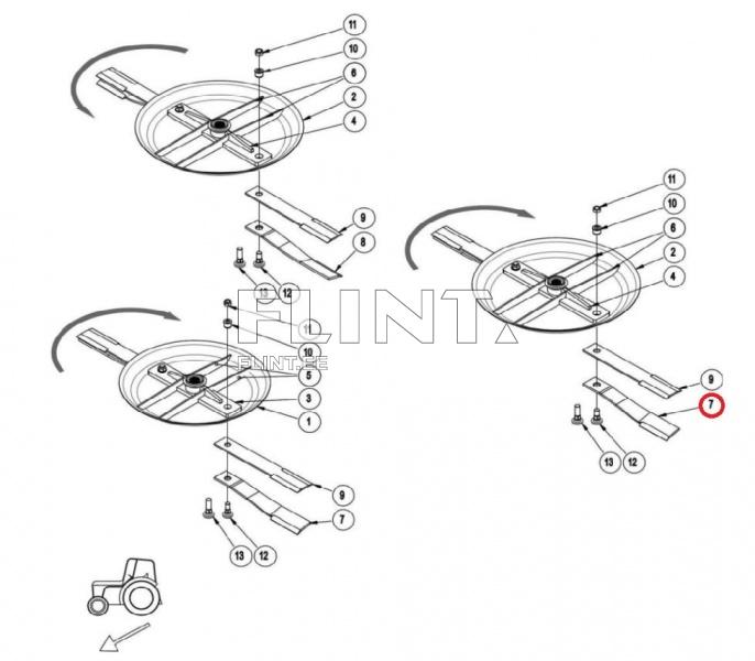 Jäätmaaniiduki tera Schulte 401-052/401-032 (710x100x12; ava 38,5mm) parem