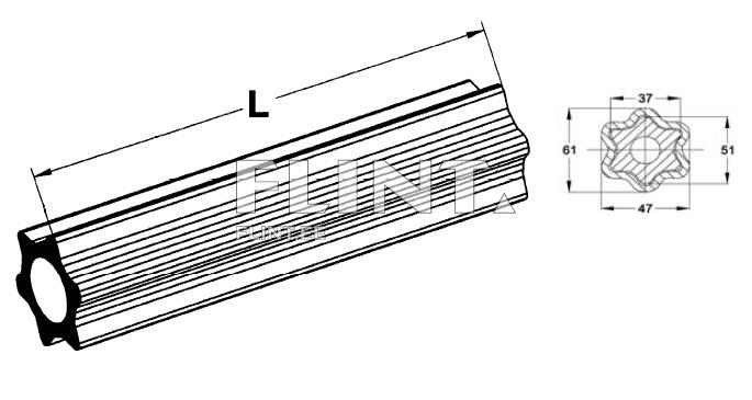 Kujunduse element on silindriline tükk, millel on pikisuunalised sooned, mõõtudega L. Tootel on kuue nurgaga lõige, mille läbimõõt on 61 mm ja mille külgade pikkus on 37 mm.