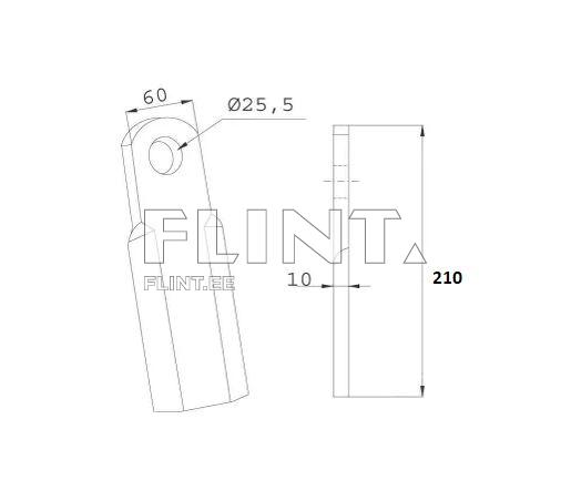 Vahetera sirge 210x60x10; ava 25,5mm