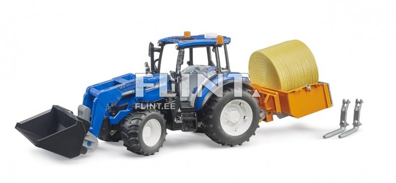 Traktor New Holland T5.120 (45x12,5x19,5cm) + laadur + lisavarustus Bruder