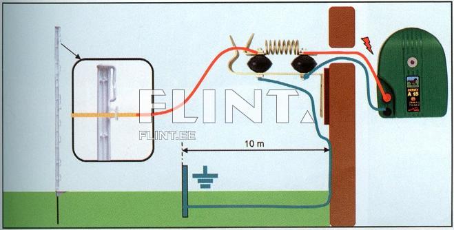 Joonisel on mehhanismi osad, sealhulgas heleroheline mootor, punane hammasratas ja mitmed kohandatavad tükid. Tükid on nummerdatud ja detailid on joondatud, et näidata nende paigutust.