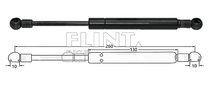Ukse gaasiamort 250N John Deere AL110629, AL78435 (pikkus 260mm)
