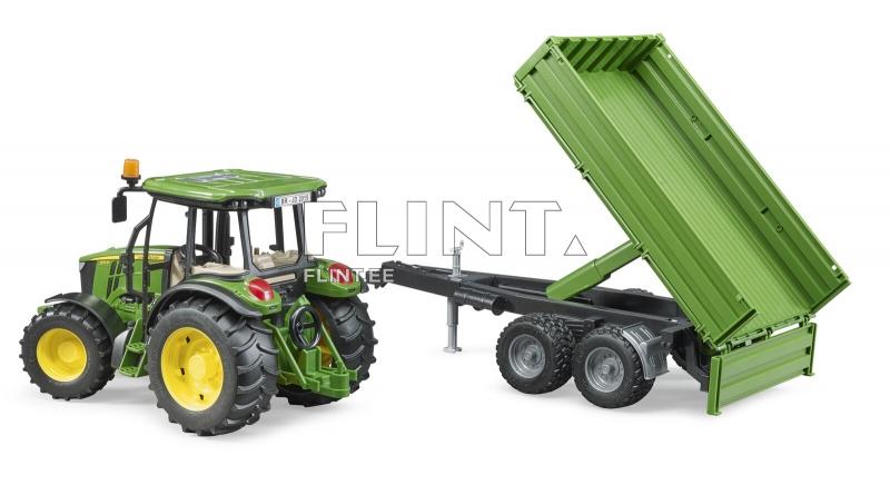 Traktor John Deere 5115M (58,5x27,5x26,8cm) + haagis Bruder