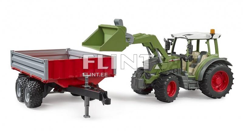 Traktor Fendt 211 (55x13x16cm) + laadur + järelkäru Bruder
