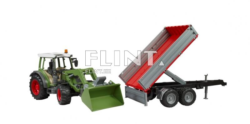 Traktor Fendt 211 (55x13x16cm) + laadur + järelkäru Bruder