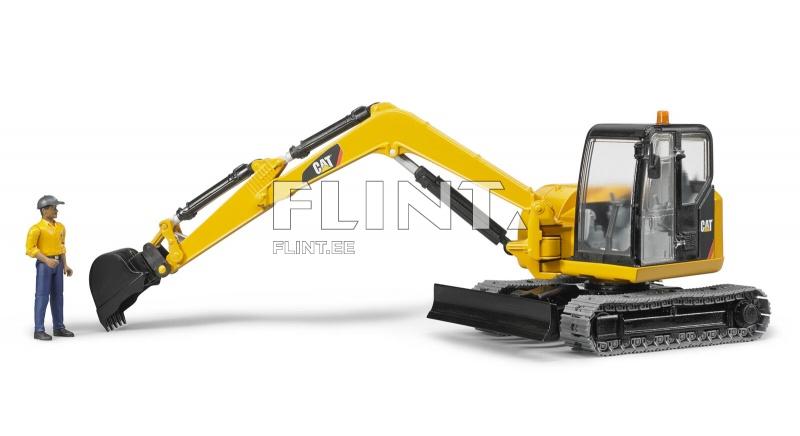 Ekskavaator Caterpillar + tööline (40,9x16,3x40,9cm) Bruder