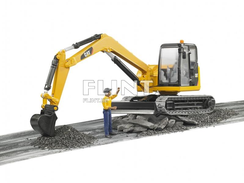 Ekskavaator Caterpillar + tööline (40,9x16,3x40,9cm) Bruder