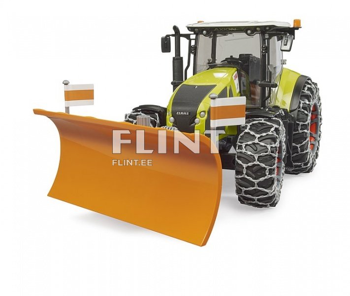 Traktor Claas Axion 950 (46x21x21cm) + lumesahk + lumeketid Bruder