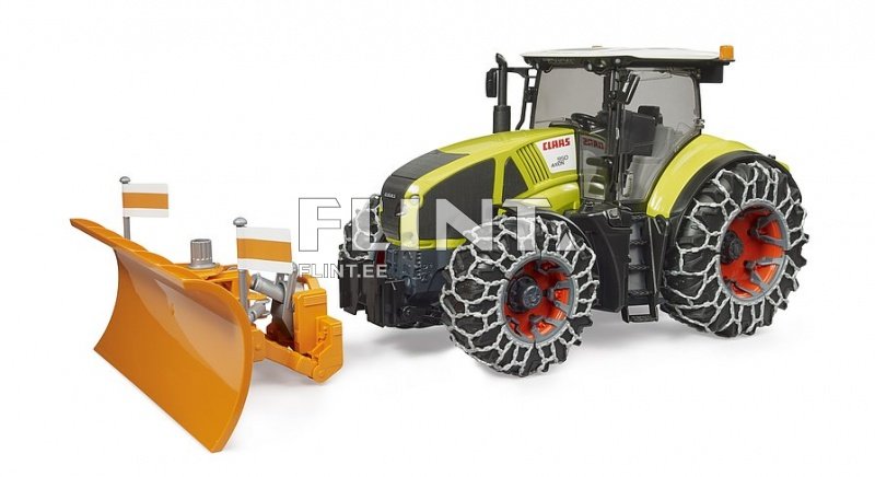 Traktor Claas Axion 950 (46x21x21cm) + lumesahk + lumeketid Bruder