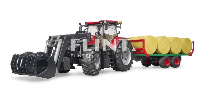 Traktor Case Optum 300 CVX + laadur + palliveohaagis (77x15,5x15,5cm) Bruder