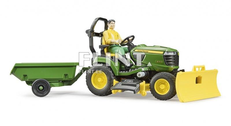 Murutraktor John Deere X949 haagise ja töölisega Bruder
