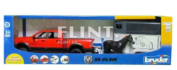 Dodge RAM 2500 (40x17x15cm) + haagis hobusega (34x14x18,5cm) Bruder