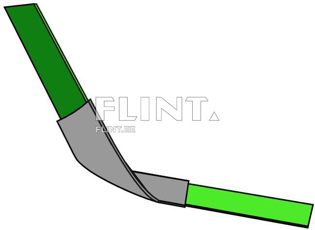 Toode on roheline ja hall, kus roheline osa on sirge ja hall osa on kumer ning kokku puutuv. Toote kujunduses on selgelt nähtav eristus erinevate värvide vahel.