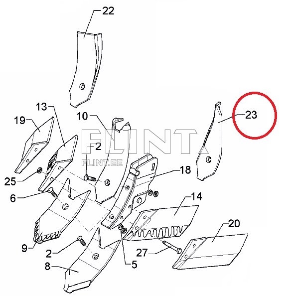 Hõlm 3374491 V. (330x100x8mm, ava 12mm) Lemken