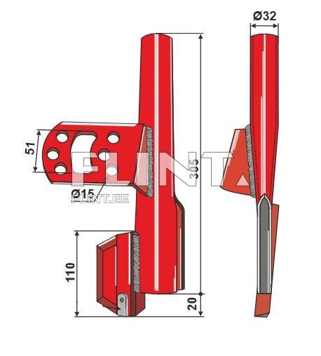 Seemendi juhttoru (vasak, pikk pilu) Väderstad 432116 originaal