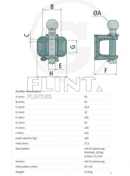 Haakekonks K50 (83x56mm)